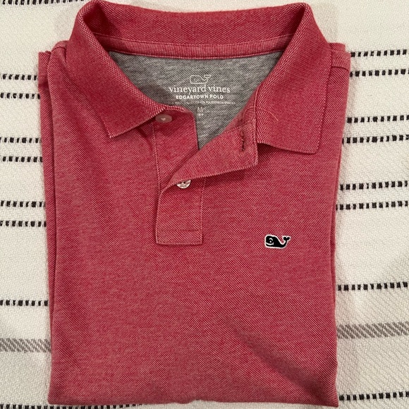 Vineyard Vines Kid's Polo Shirts - Navy and Coral - Picture 2 of 3